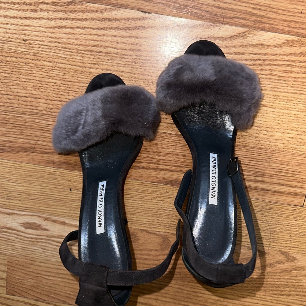 Manalo Blahnik Fur Heels